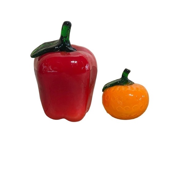 Faux Glass Fruit Decor. Apple and Orange Kitchen Decor. - Picture 1 of 4